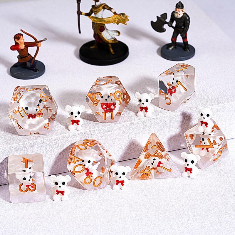 weyano DND Resin Bear Dice Set, D&D Polyhedral Dice for Dungeons and Dragons RPG, MTG Role Playing Games D and D Dice 7pcs-Set D20 D12 D10 D8 D6 D4 - Image 4
